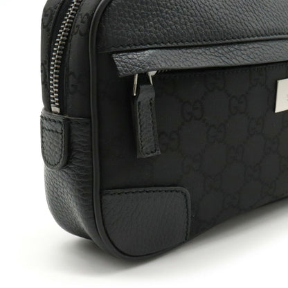 Gucci GG Nylon Waist Bag Pouch Body Leather Black 336672