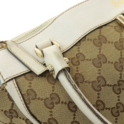 Gucci GG Canvas Tote Bag Logo Handbag Brown White 189831 002122