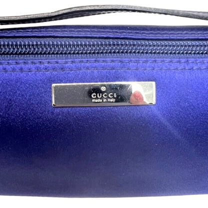 Gucci Accessory Pouch 039.1103 Satin Leather Blue Mini Bag Ladies