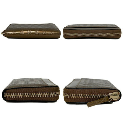Gucci Coin Case Bronze Gold Micro Shima 256810 Patent Leather GUCCI Brown Purse Card Pocket GG Round