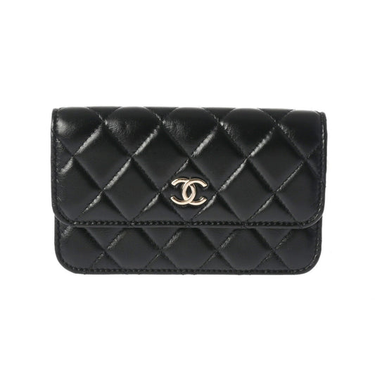 CHANEL Chanel Matelasse Pearl Chain Shoulder Black Champagne AP1839 Women's Lambskin Bag