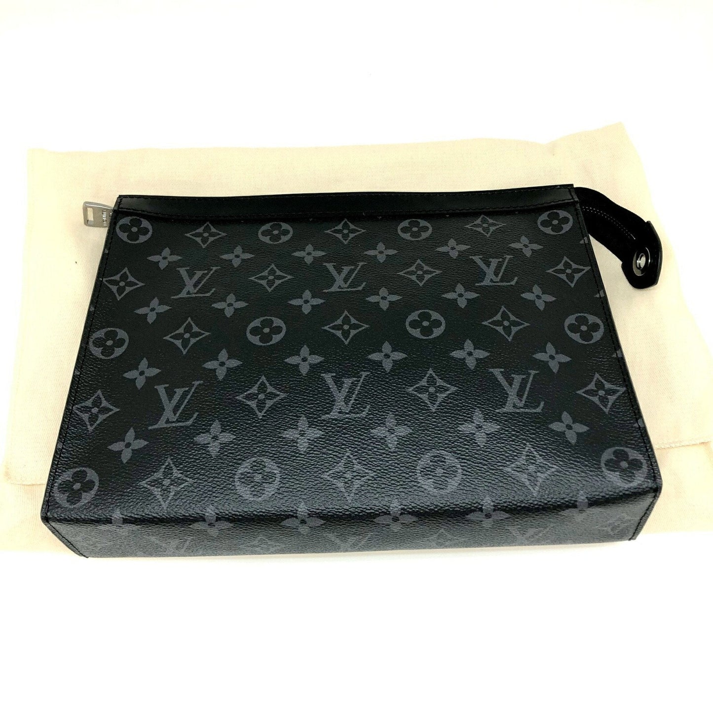 LOUIS VUITTON Pochette Voyage M61692 Monogram Eclipse Black Silver Hardware Men's Second Bag