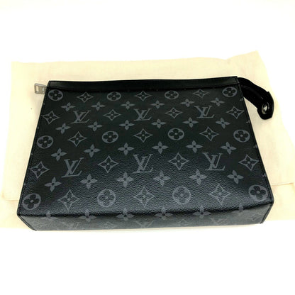 LOUIS VUITTON Pochette Voyage M61692 Monogram Eclipse Black Silver Hardware Men's Second Bag