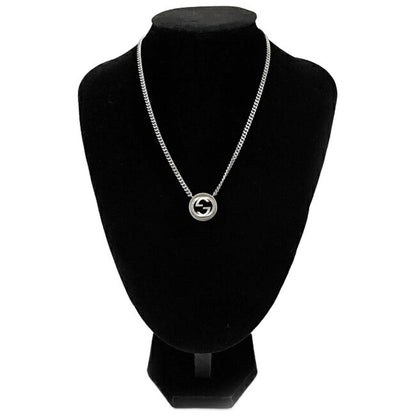 Gucci Necklace Silver Interlocking 246490 J8400 8106 GG Ag 925 GUCCI Engraved Jewelry Men's Women's Unisex Pendant