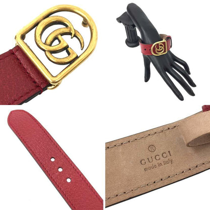 Gucci GG Marmont Leather Bracelet Red Gold Men's Women's