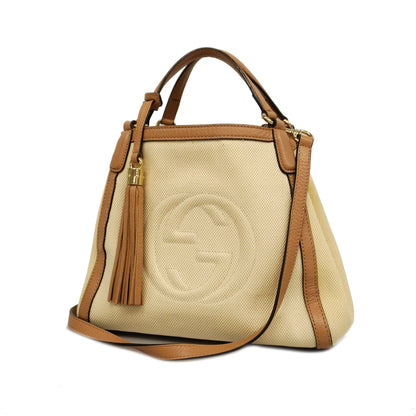 GUCCIAuth  Soho 2way Bag Natural/brown336751Leather,Canvas Handbag,Shoulder Bag