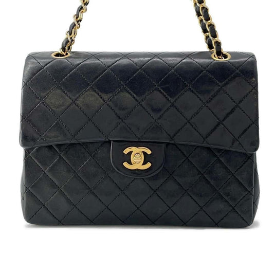 Chanel Chain Shoulder Bag Matelasse 25 Coco Mark Lambskin Double CHANEL Black