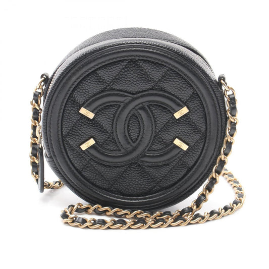 Chanel CHANEL CC Figley Shoulder Bag Caviar Skin Women's Black AP0365