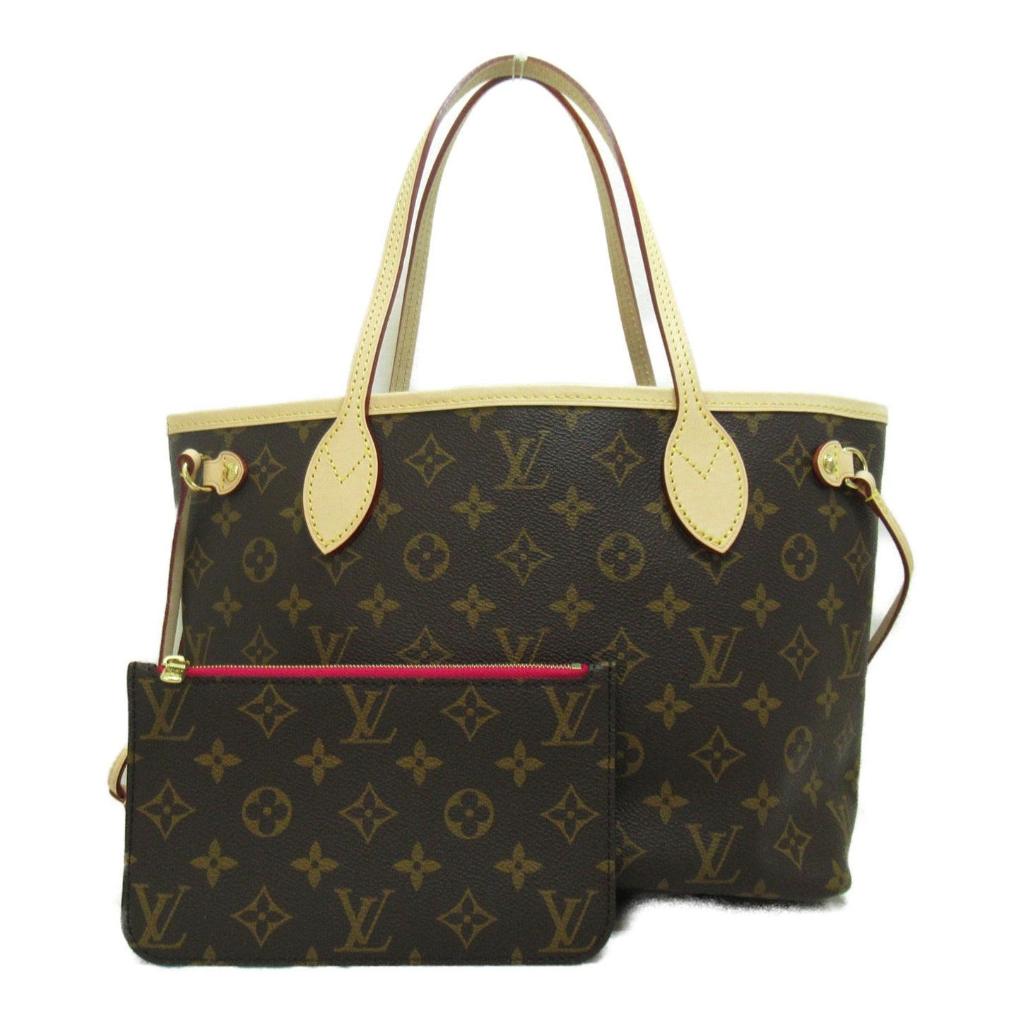 LOUIS VUITTON Never full PM Brown Pivoine Fuschia Monogram PVC coated canvas M41245