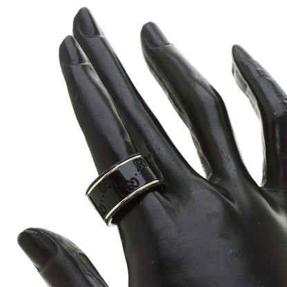 Gucci Icon Wide Black Corundum #12 Ring K18 White Gold Ladies GUCCI