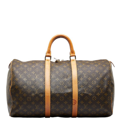 LOUIS VUITTON Monogram Keepall 50 Boston Bag M41426 Brown PVC Leather Ladies