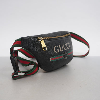 Gucci body bag 527792 leather black gold metal