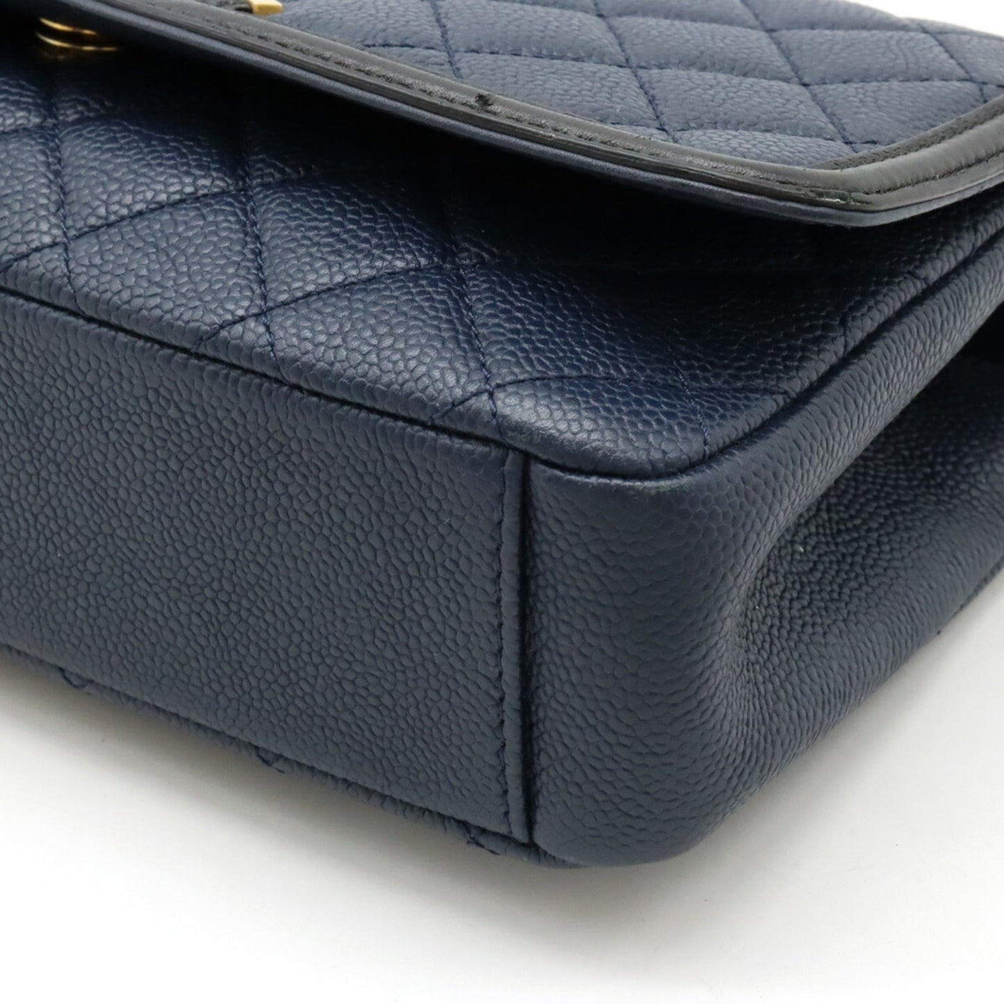 Chanel Flap 25 Caviar Leather Navy Shoulder Bag