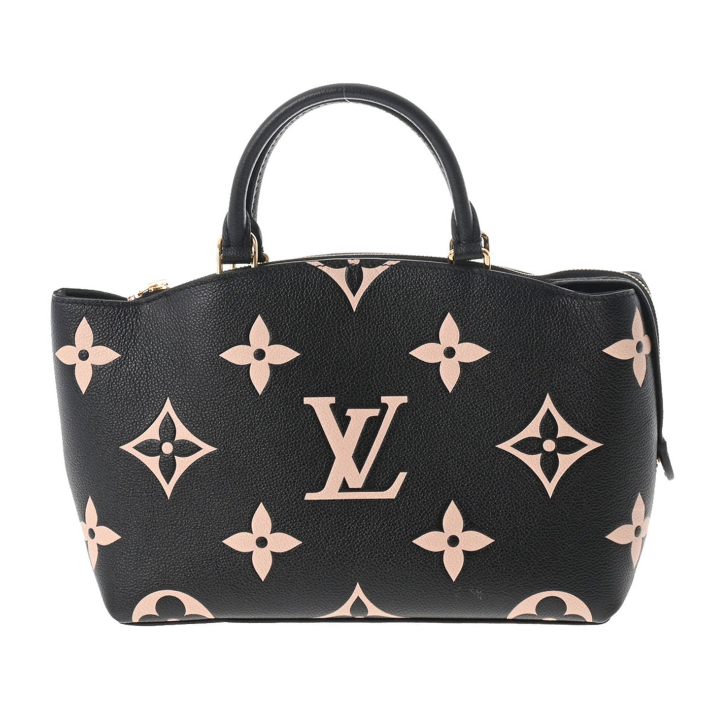 LOUIS VUITTON Monogram Implant Petit Palais PM Black Beige M58913 Women's Leather Bag