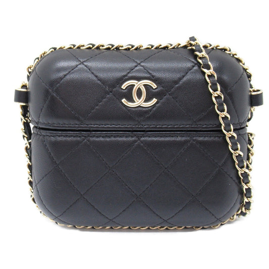 CHANEL Chain Pochette Shoulder Bag, Lambskin (Sheepskin), Women's, Black