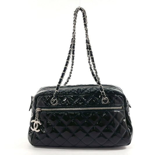 CHANEL Chanel Matelasse Chain Shoulder Handbag Patent Leather Navy Women's