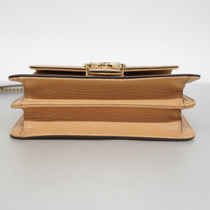 GUCCIAuth  Interlocking G 510304 Women's Leather Shoulder Bag Beige