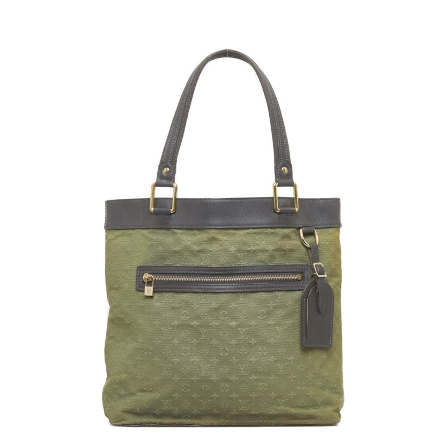 LOUIS VUITTON Monogram Lucile GM Tote Bag Shoulder M92681 Green Dark Brown Canvas Leather Women's
