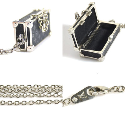 LOUIS VUITTON Necklace Monogram Eclipse Collier DJ Trunk Metal Black x Silver Men's M68876 h29500g