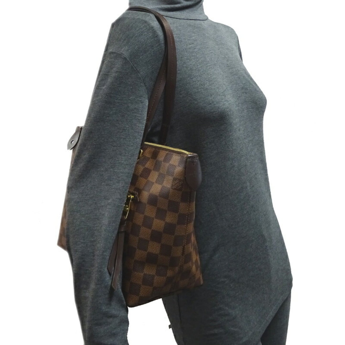 Louis Vuitton Jena PM Women's Shoulder Bag N41012 Damier Ebene (Brown)