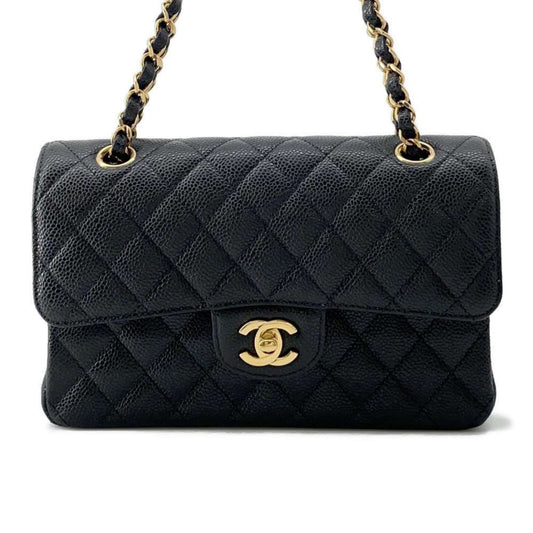 Chanel Chain Shoulder Bag Matelasse 23 Coco Mark Double Caviar Skin A01113 CHANEL Black