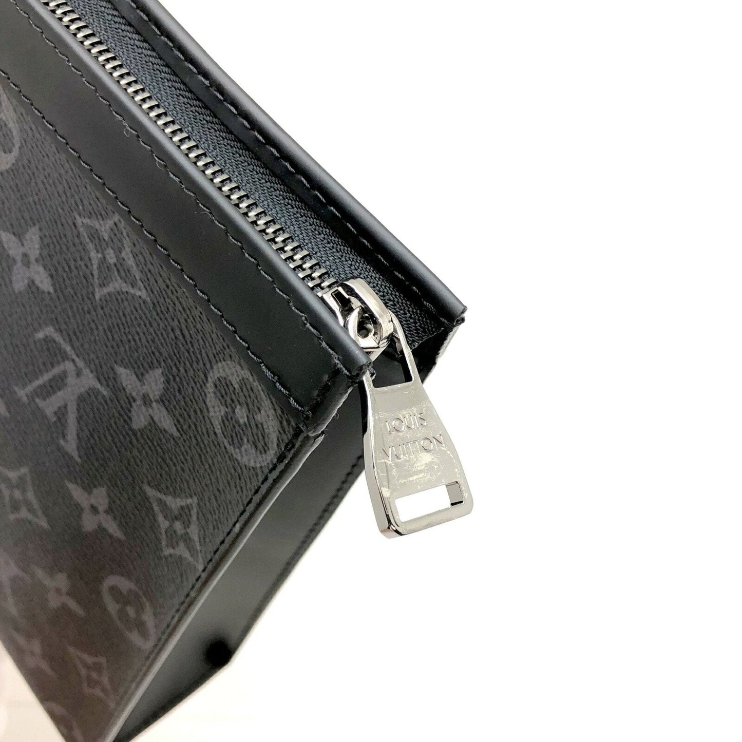 LOUIS VUITTON Pochette Voyage M61692 Monogram Eclipse Black Silver Hardware Men's Second Bag