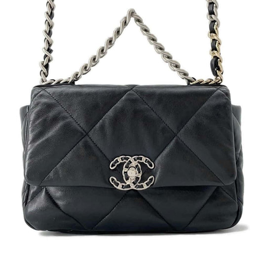 Chanel Chain Shoulder Bag 19 Flap Coco Mark Lambskin AS1160 CHANEL Black