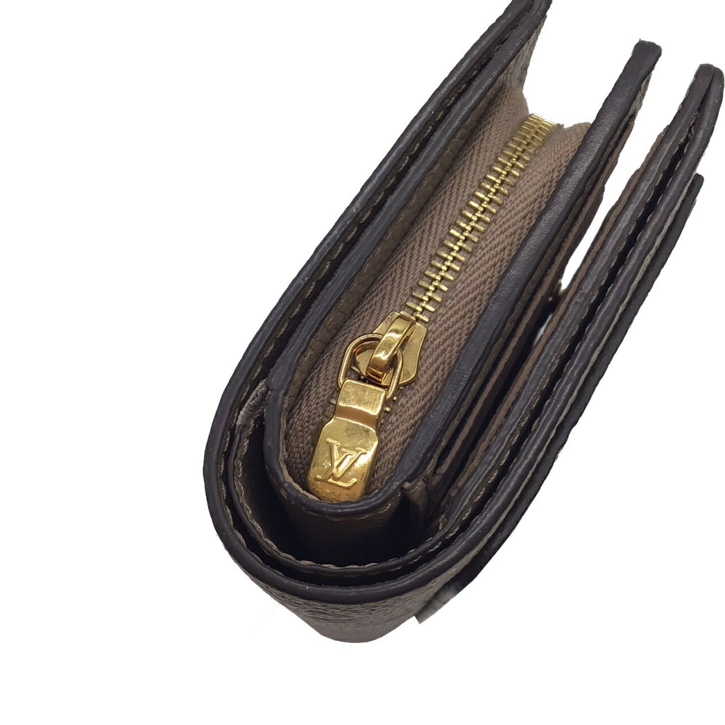 LOUIS VUITTON Monogram Implant Portefeuille Claire M80152 Bifold Wallet Compact Leather Tourtrell Greige Women's