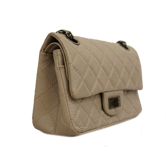 CHANEL  2.55 W Flap W Chain Lambskin Women's Leather Shoulder Bag Grayish
