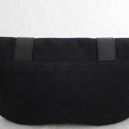 Gucci Bag GG Canvas Black Leather Body Waist Women's Men's 145851