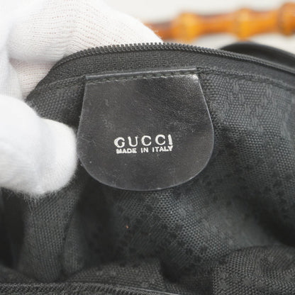 Gucci Bamboo Shoulder bag 001 1577 Women's Nylon Canvas Shoulder Bag Black