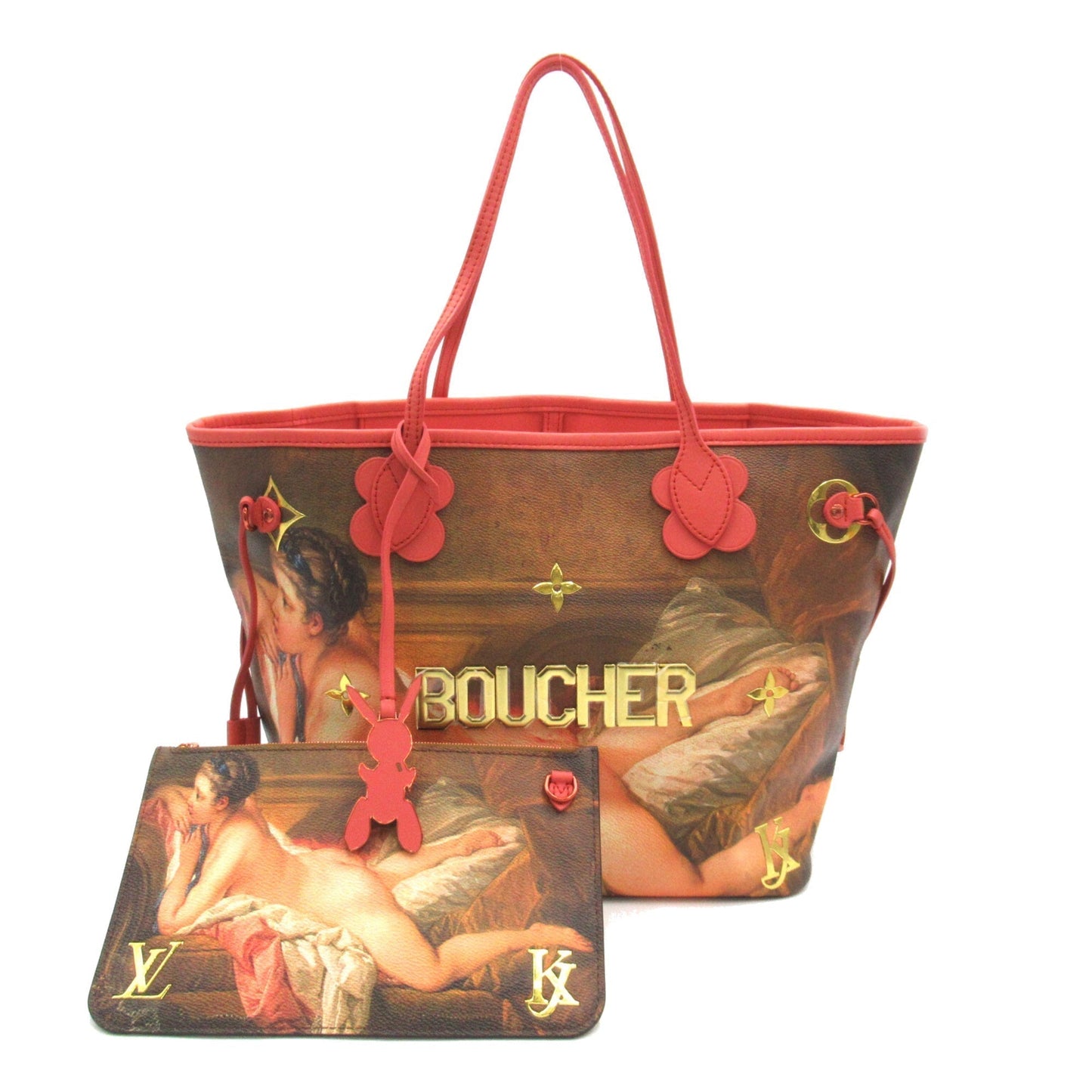 LOUIS VUITTON Neverfull MM Brown Pink Masters collection PVC coated canvas M43357