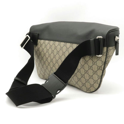 Gucci GG Supreme Body Bag Waist Pouch Hip Leather Beige Black 523309