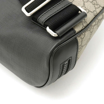Gucci GG Supreme Body Bag Waist Pouch Hip Leather Beige Black 523309