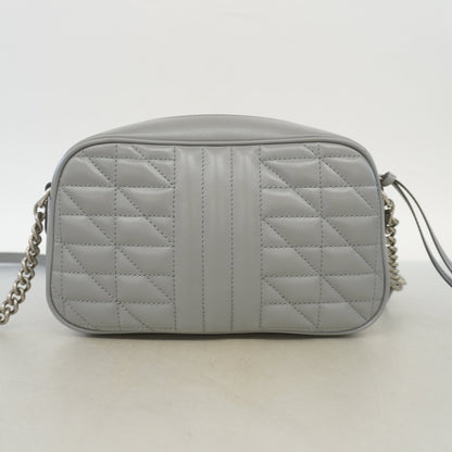 Gucci Shoulder Bag GG Marmont 447632 Leather Gray Silver metal