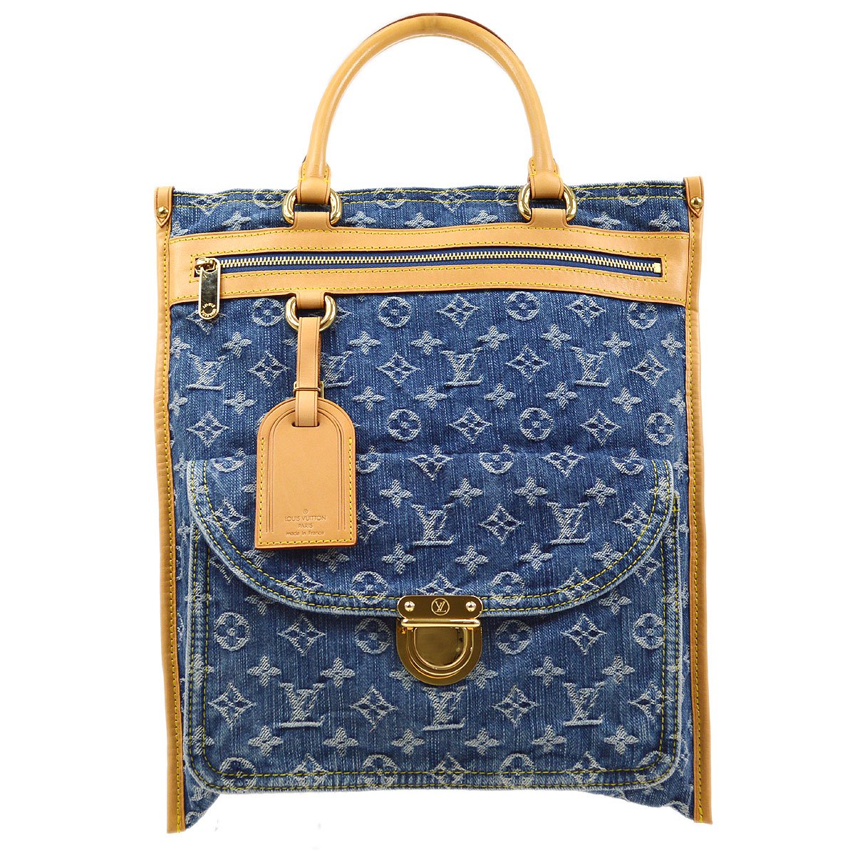 LOUIS VUITTON★ FLAT SHOPPER HAND TOTE BAG MONOGRAM DENIM M95018 92672