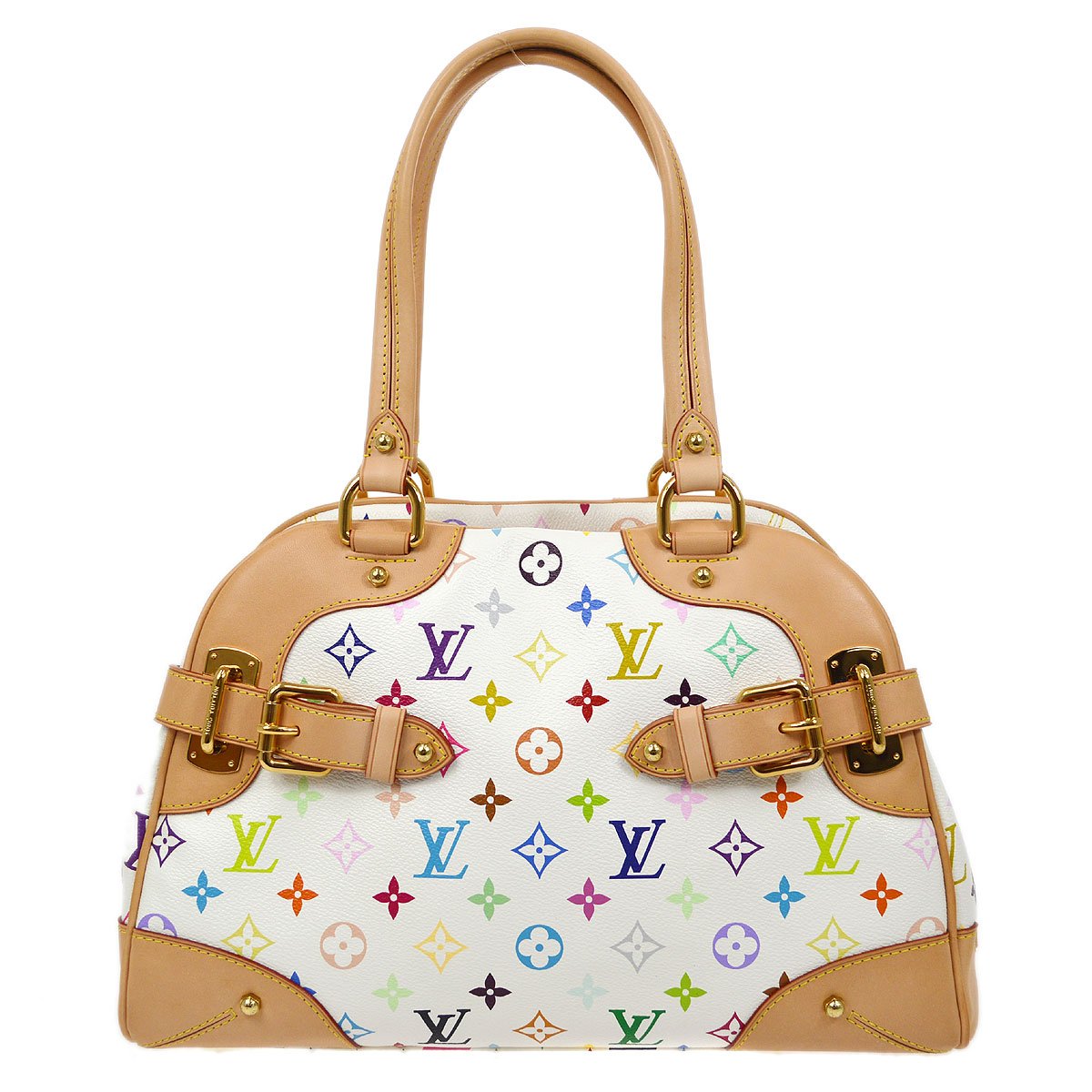 LOUIS VUITTON★ 2011 CLAUDIA HAND BAG WHITE MONOGRAM MULTI M40193 83898