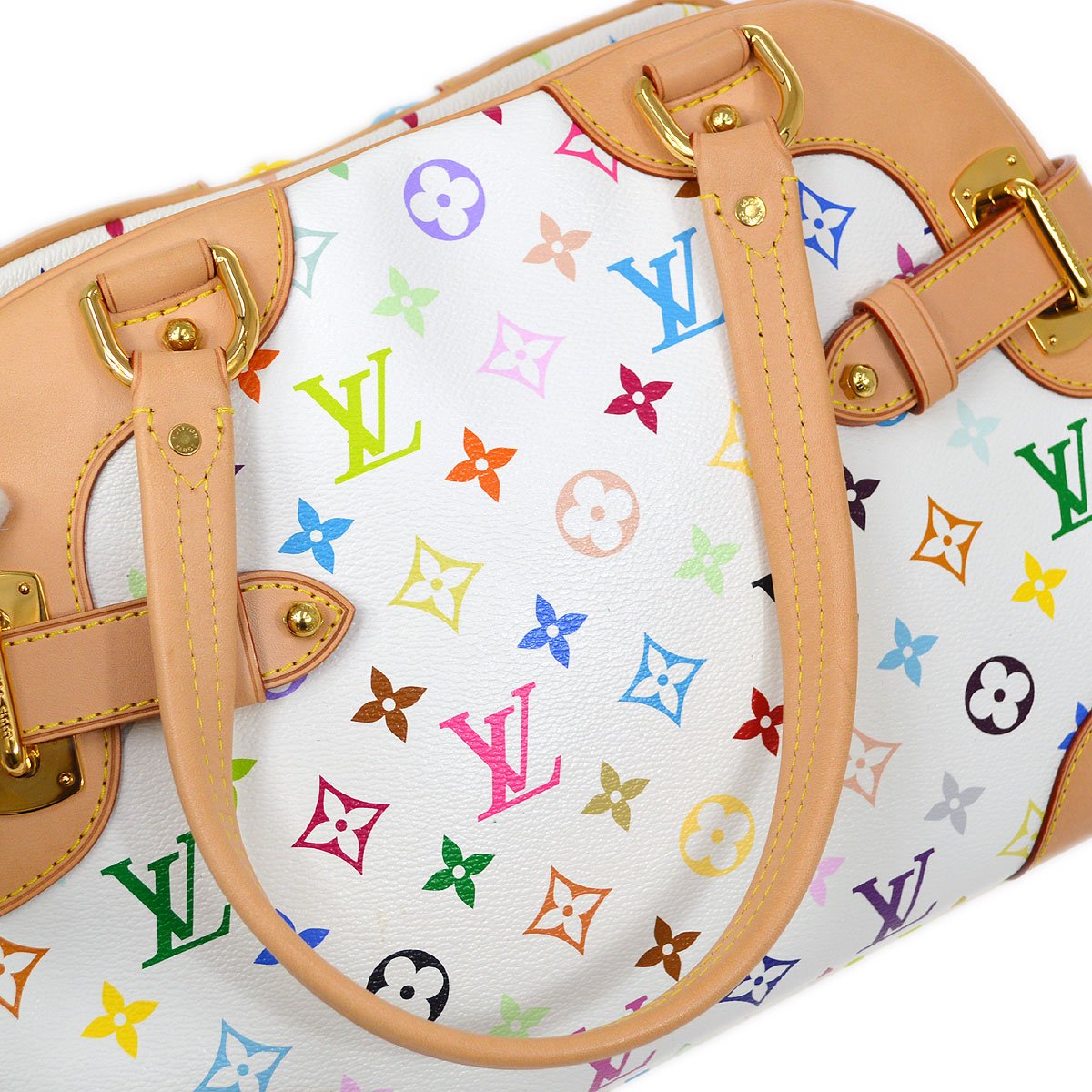LOUIS VUITTON★ 2011 CLAUDIA HAND BAG WHITE MONOGRAM MULTI M40193 83898