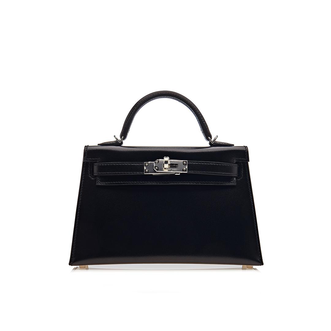Hermes Kelly 20 Sellier Mini Noir Box Leather