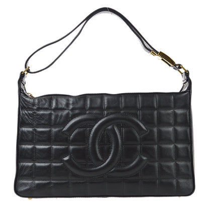CHANEL Choco Bar Shoulder Bag Black Lambskin 78152