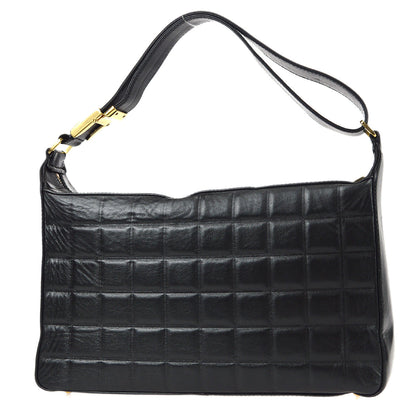 CHANEL Choco Bar Shoulder Bag Black Lambskin 78152