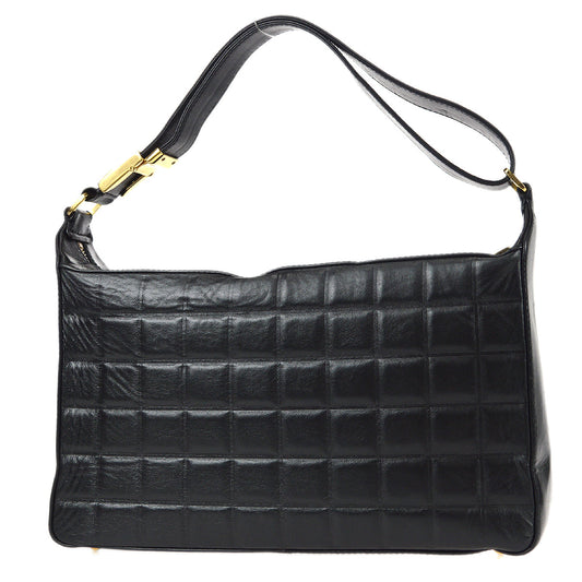 CHANEL Choco Bar Shoulder Bag Black Lambskin 78152