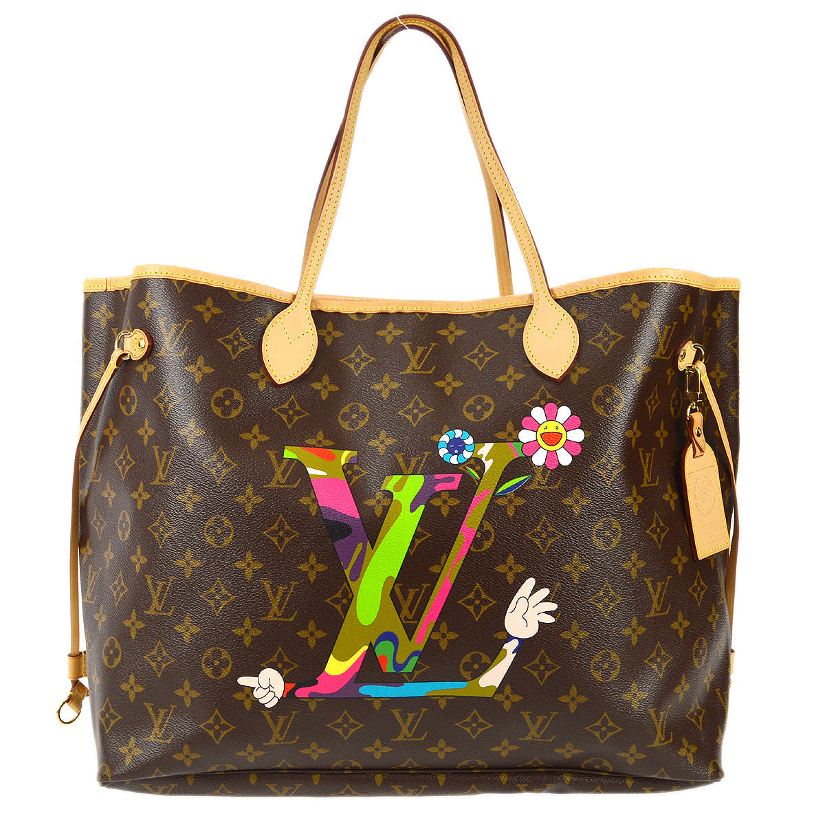 LOUIS VUITTON Neverfull GM Tote Handbag Takashi Murakami M95561 78696