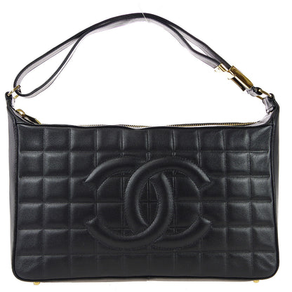 CHANEL Choco Bar Shoulder Bag Black Lambskin 67732