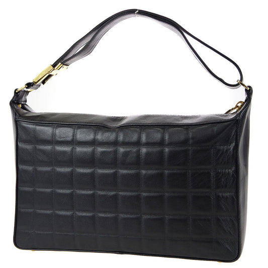 CHANEL Choco Bar Shoulder Bag Black Lambskin 67732