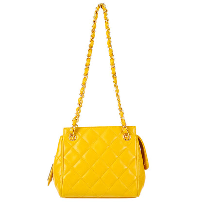 Chanel Chain Handbag Yellow Lambskin