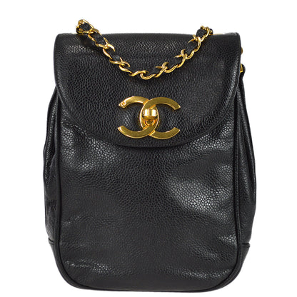 Chanel Chain Shoulder Bag Pouch Black Caviar