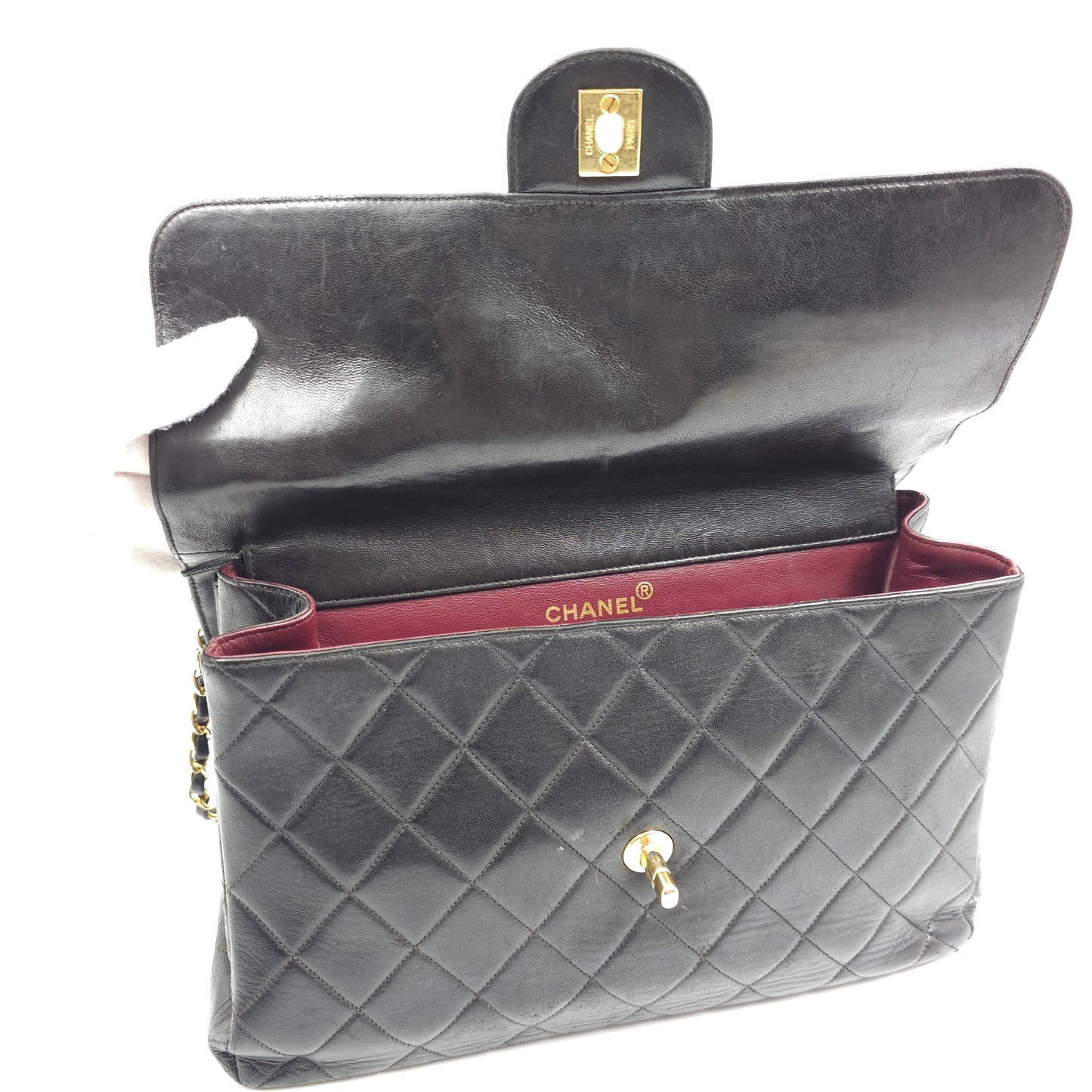Chanel Glazed Calfskin Large Classic Double SIded Flap Bag