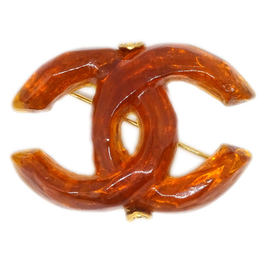 Chanel CC Brooch Pin Brown 99P