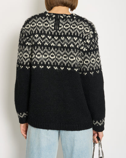 Saint Laurent Black & Grey Knit V-Neck igan Size S (UK 8)